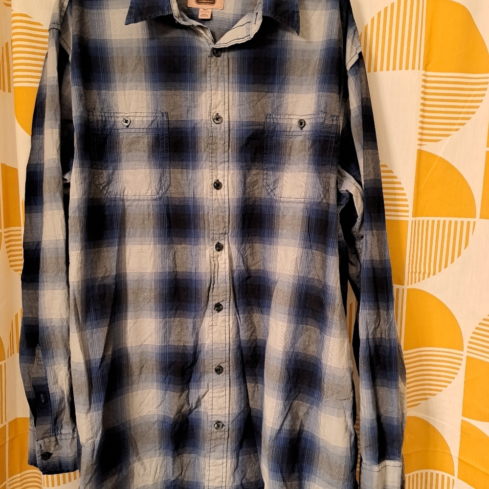 Mens Foundry Supply Co. Black/ White/ Blue plaid Shirt. 2XLT